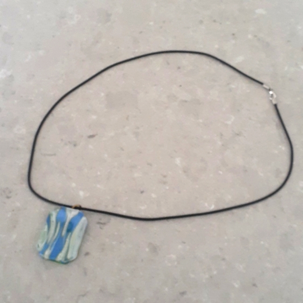 + Vintage fused art glass pendant necklace - Picture 4 of 7